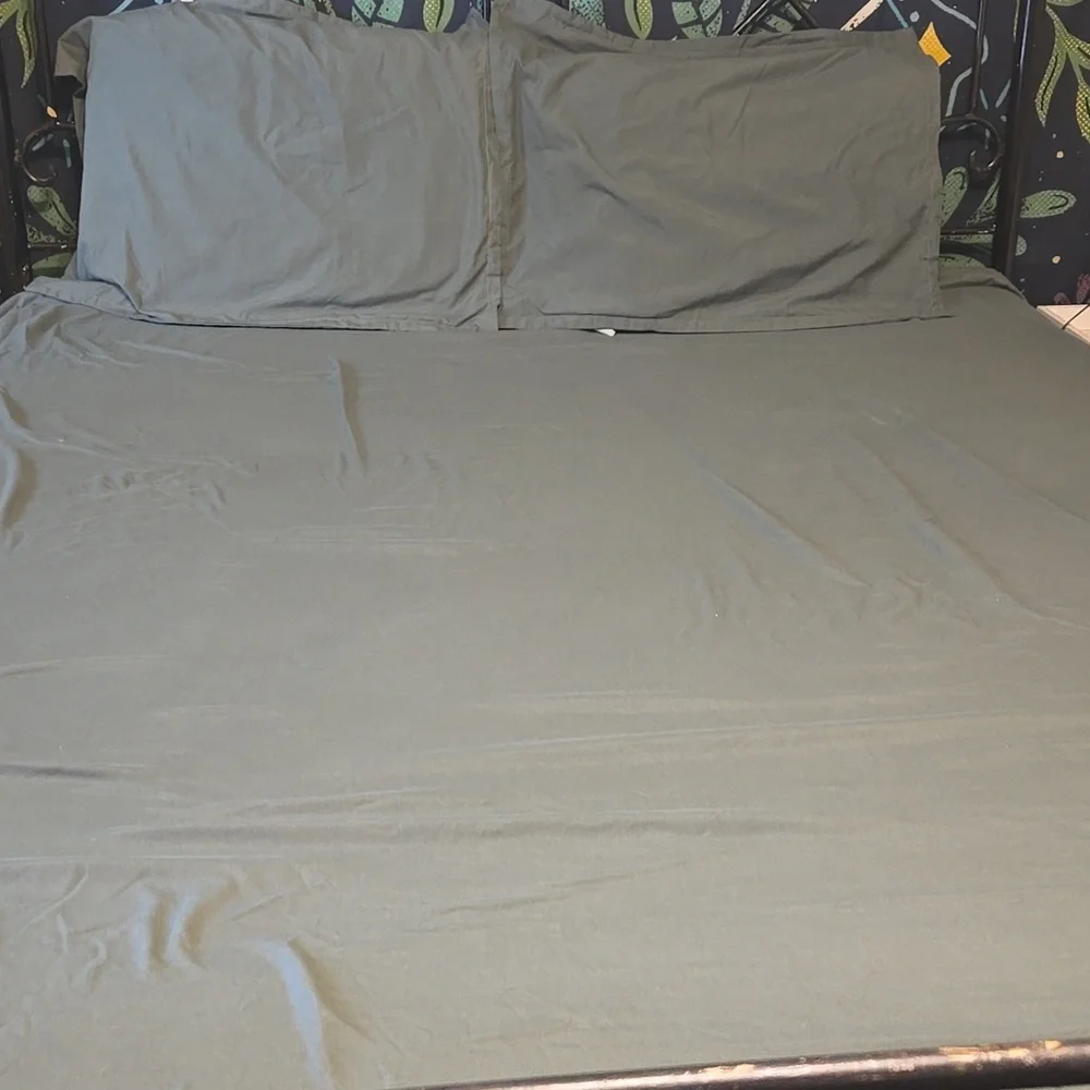 Kinmeroom Olive Green Queen Duvet Cover With 2 Shams